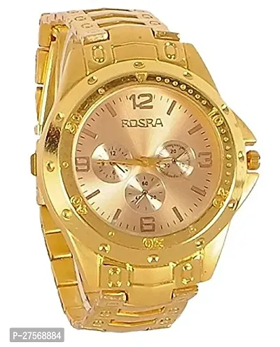 Golden dial golden stainless chain analog watch for women and men-thumb0