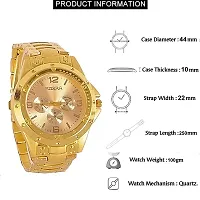 Golden dial golden stainless chain analog watch for women and men-thumb4