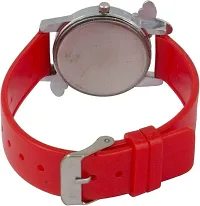 Red Silicon Belt  butterfly design analog watch for girls and women-thumb3
