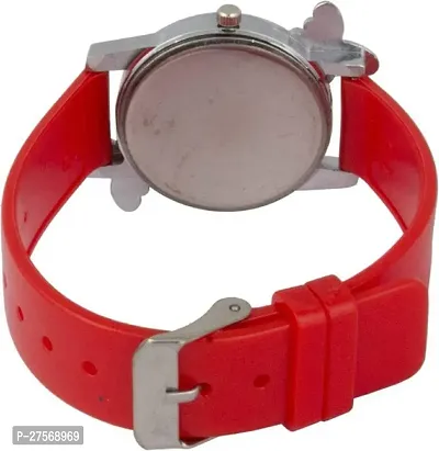 Red Silicon Belt  butterfly design analog watch for girls and women-thumb4