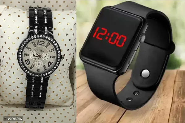 Combo pack of unique design analog watch and digital sports watch for men and women boys and girls