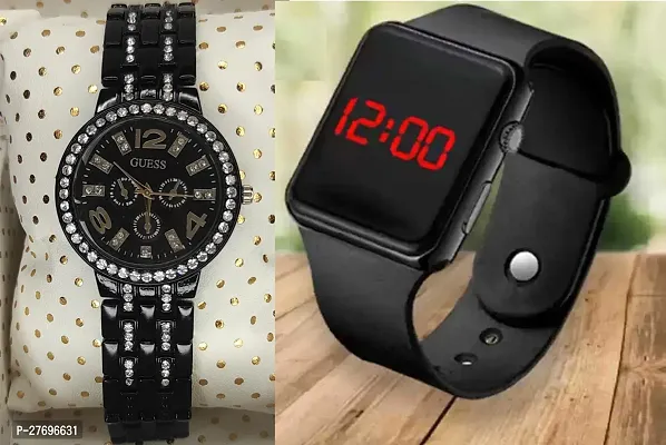 Combo pack of unique design analog watch and digital sports watch for men and women boys and girls