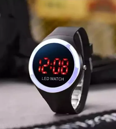 Muskan Enterprise Digital Watch LED Round Black Dial Sport Wrist Watch Black Color Strap Digital Screen Watch with New Model of 2022