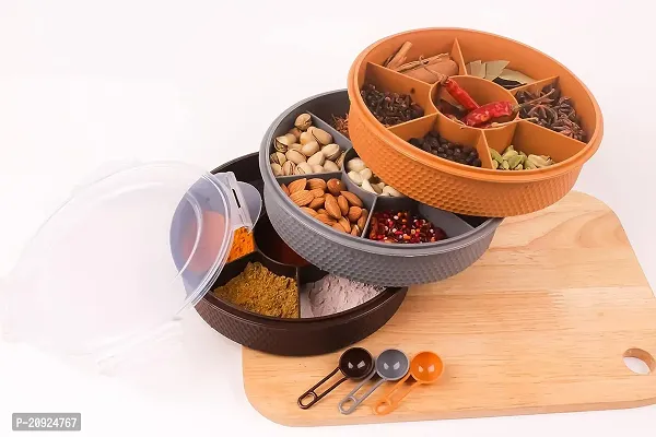 Voxic Masala Box Dabba for Keeping Spices | Spice Box for Kitchen | Plastic Masala Box | Masala Container | Masala Dabba (Round) 1 Piece Spice Set-thumb0