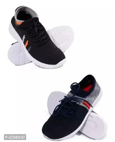 Stylish Multicoloured Canvas Sports Shoes For Men Pack Of 2