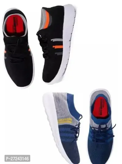 Stylish Multicoloured Canvas Sports Shoes For Men Pack Of 2