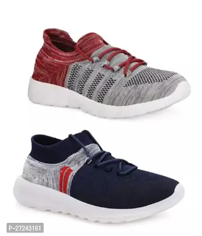 Stylish Multicoloured Canvas Sports Shoes For Men Pack Of 2