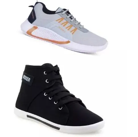 Stylish Canvas Sports Shoes For Men Pack Of 2