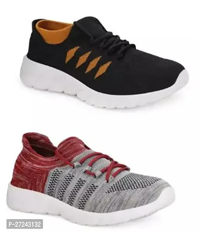 Stylish Multicoloured Canvas Sports Shoes For Men Pack Of 2