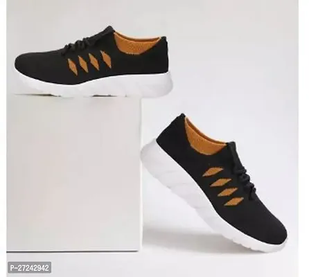 Stylish Black Canvas Sports Shoes For Men