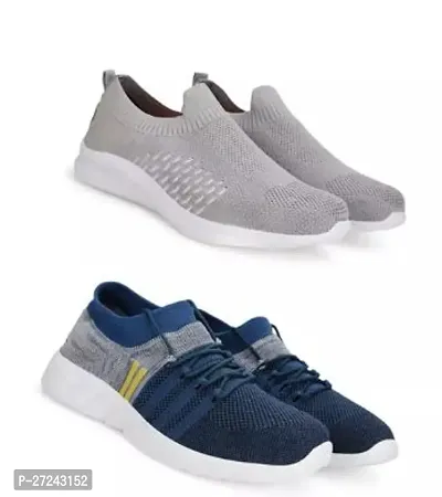 Stylish Multicoloured Canvas Sports Shoes For Men Pack Of 2-thumb0