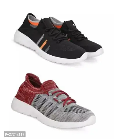 Stylish Multicoloured Canvas Sports Shoes For Men Pack Of 2