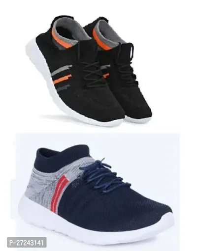 Stylish Multicoloured Canvas Sports Shoes For Men Pack Of 2