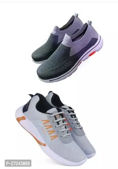 Stylish Multicoloured Canvas Sports Shoes For Men Pack Of 2