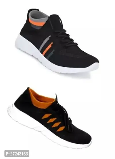 Stylish Multicoloured Canvas Sports Shoes For Men Pack Of 2-thumb0