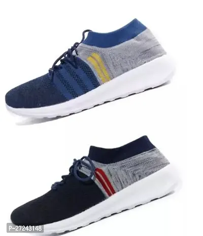 Stylish Multicoloured Canvas Sports Shoes For Men Pack Of 2