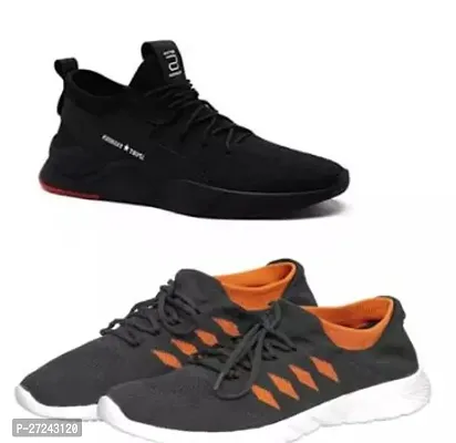 Stylish Multicoloured Canvas Sports Shoes For Men Pack Of 2