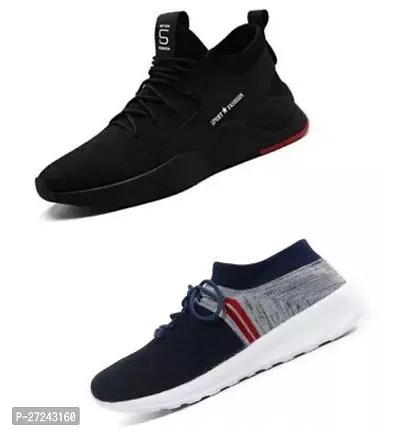 Stylish Multicoloured Canvas Sports Shoes For Men Pack Of 2-thumb0