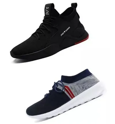 Pretty Classic Stylish Multicolored Canvas Sports Shoes For Men Pack Of 2