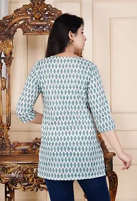 Stylish Blue Cotton Short Kurta For Women-thumb3