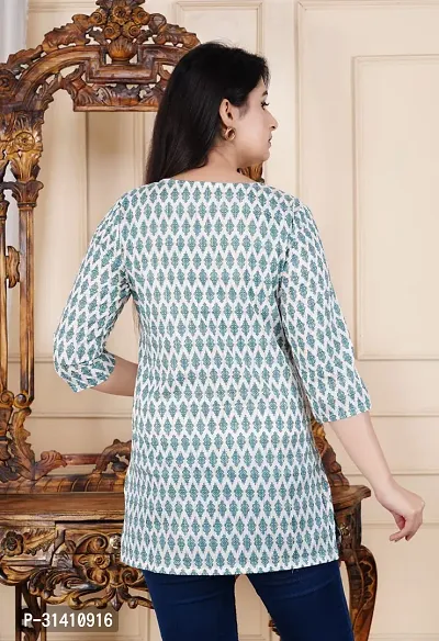 Stylish Blue Cotton Short Kurta For Women-thumb4