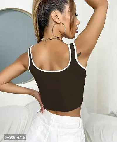 Stylish Black Cotton Blend Solid Crop Top For Women-thumb2