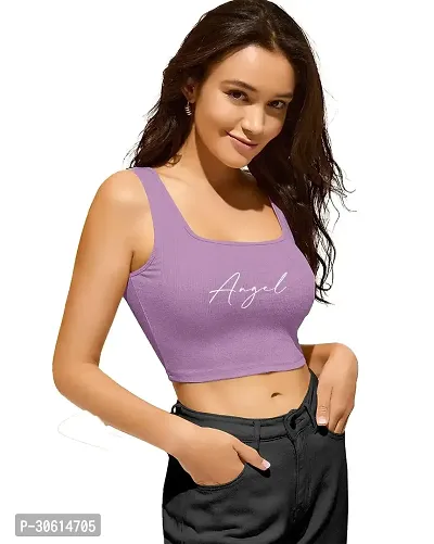 Stylish Purple Cotton Blend Printed Crop Top For Women