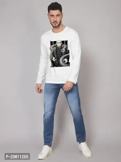 Trendy White Polyester Printed Round Neck Full Sleeves Tees for Men-thumb0