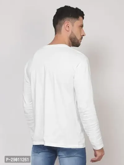 Trendy White Polyester Printed Round Neck Full Sleeves Tees for Men-thumb2