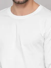 Trendy White Polyester Solid Round Neck Full Sleeves Tees for Men-thumb1