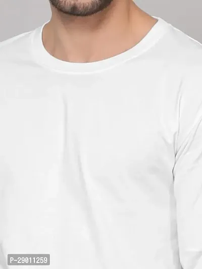 Trendy White Polyester Solid Round Neck Full Sleeves Tees for Men-thumb2