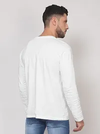 Trendy White Polyester Solid Round Neck Full Sleeves Tees for Men-thumb2