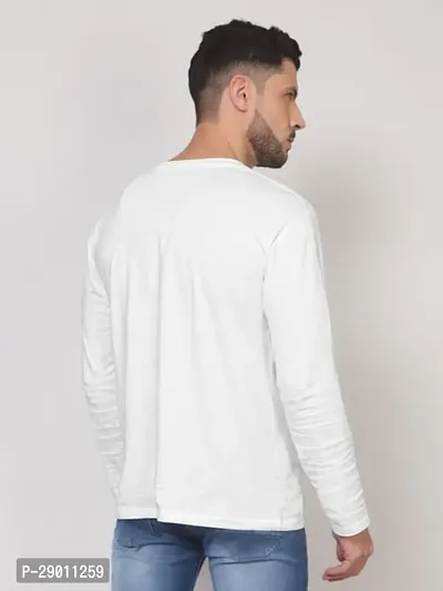 Trendy White Polyester Solid Round Neck Full Sleeves Tees for Men-thumb3