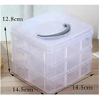 Multipurpose Clear Plastic Organizer Box with 3 Layers, Handle, and Removable Dividers for Home and Office Use-thumb2