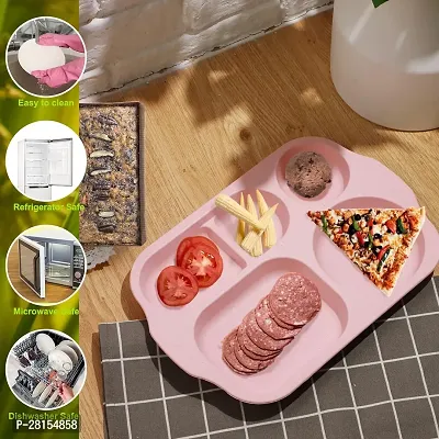 tvAt 4 Pieces Microwave Safe Unbreakable Plastic Food Plate with Partitions-thumb5