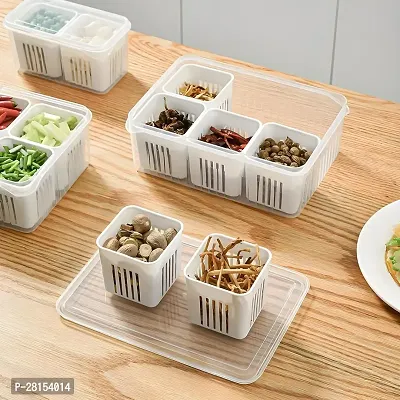 tvAt 2 Pcs Storage Serving Trays for Divided Veggie Tray with Lid Sealed Sectioned Snack Serving Platter Storage with 6 Compartments Snackle Box (White)-thumb2