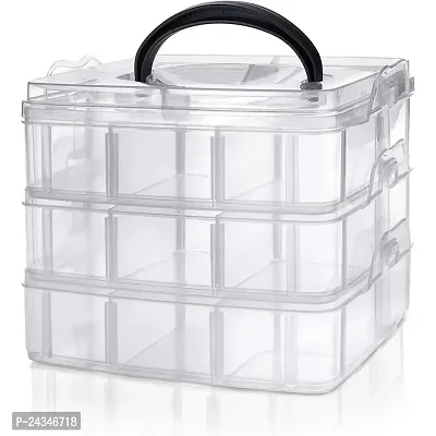 18 Grid 3 Layer Plastic Storage Organizer (White)-thumb0