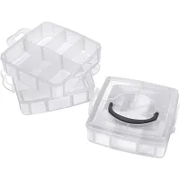 18 Grid 3 Layer Plastic Storage Organizer (White)-thumb1