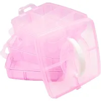 18 Grid 3 Layer Plastic Storage Organizer Box(pink)-thumb3