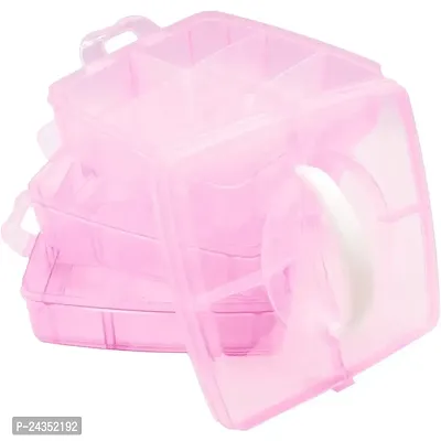 18 Grid 3 Layer Plastic Storage Organizer Box(pink)-thumb4