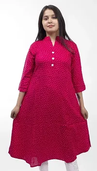 Mrs Right Boutique Design Cotton Regular Kurti for Womens and Girls (Large, Pink)-thumb1