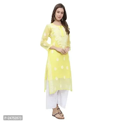 Mrs Right Boutique Design Chikankari Embroidery Kurti for Womens and Girls (Medium, Yellow)