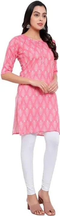 Mrs Right Boutique Printed Pure Cotton Straight Kurtat for Womens and Girls (Medium, Pink)-thumb3