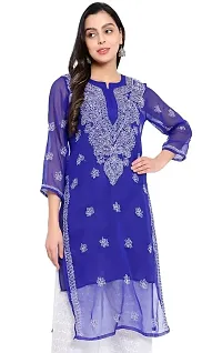 Mrs Right Boutique Design Chikankari Embroidery Kurti for Womens and Girls (Medium, Blue)-thumb4