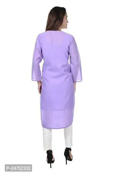 Mrs Right Boutique Design Cotton Chikankari Kurti for Womens and Girls (Medium, Purple)-thumb2