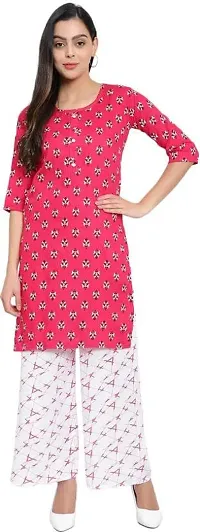 Mrs Right Boutique Women Cotton Rayon Kurta and Palazzo Set (Medium, Pink)-thumb4