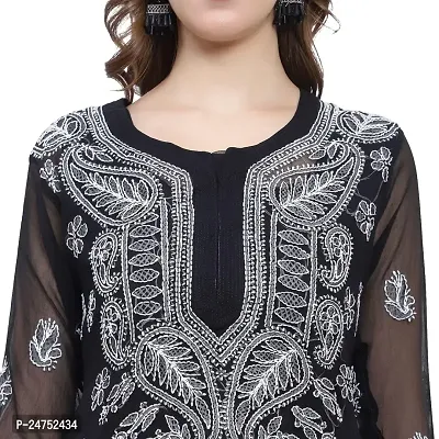 Mrs Right Boutique Design Chikankari Embroidery Kurti for Womens and Girls (Medium, Black)-thumb2