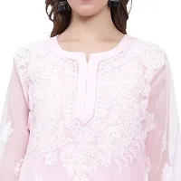 Mrs Right Boutique Design Chikankari Embroidery Kurti for Womens and Girls (Medium, Pink)-thumb1