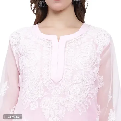 Mrs Right Boutique Design Chikankari Embroidery Kurti for Womens and Girls (Medium, Pink)-thumb2