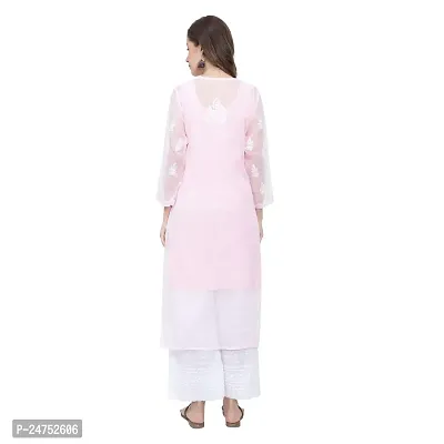 Mrs Right Boutique Design Chikankari Embroidery Kurti for Womens and Girls (Medium, Pink)-thumb3